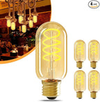 E26 LED Bulbs， 4W Equivalent 40 watt,Vintage Edison Bulbs, Warm White 2700K Amber E26 Edison Bulbs dimmable, Tubular T45 LED Light Bulb, AC120V, 400lm, CR90+,Gold Glass, Pack of 4