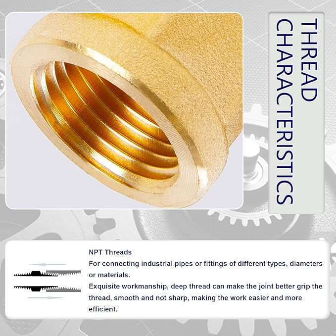 ChillWaves Brass Pipe Fitting, Tee 3/8" x 3/8" x 3/8" NPT Female Thread Adapter(6-PACK)