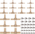 KOOTANS 18PCS Brass Hose Barb Fittings Barb Tee T-Fitting 3 Way Union Kit 1/8″ 3/16" 1/4" 5/16" 3/8" 1/2" Barbed Air Hose Fittings with 30pcs Pipe Clamps for Water Fuel Air Line Connector Fitting
