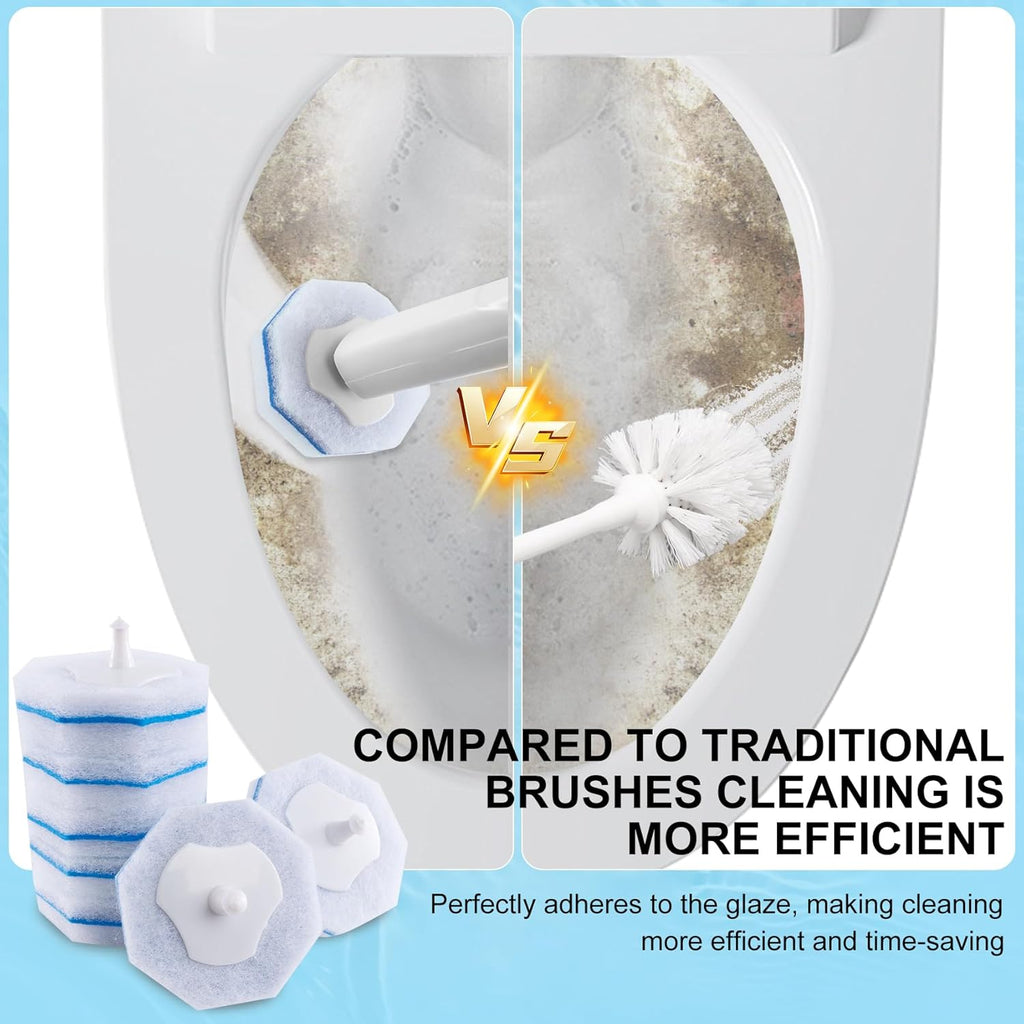 Upgraded 60pcs Toilet Wand Refills fits Clorox Toilet Wand, Thickened Cleaning Layer, Won’t Fall Apart, Disposable Bathroom Cleaning Scrub Pads with Fresh Scent, for Home & Commercial Use