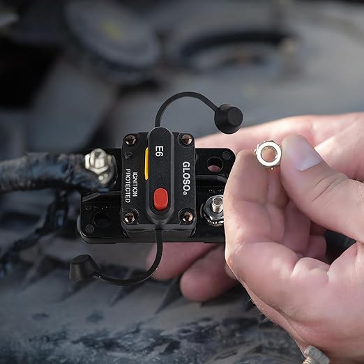 GLOSO Circuit Breaker 50 A E69 for Marine Truck Boat RV Automotive Mid Range Mini T3 Manual Reset Switchable Compact Medium IP66 (50 A)