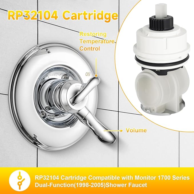 RP32104 Delta Cartridge Replacement for Delta 1700 Series Cartridges (1998-2005) Compatible with Delta Monitor 1500/1700 Series up to 2006 Delta Shower Cartridge Replacement