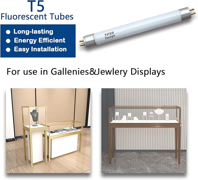 F4T5/D Linear Fluorescent Tube,6" T5 4W Daylight Camping Lantern Bulb,High Output Under Cabinet Bulb,G5 Base 6500K 4Pack