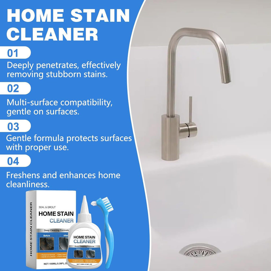 Home Stain Cleaner Gel,Mold Stain Remover,All-Purpose Gel with Brush Deep Cleaning gel for Tile Gaps, Washing Machine Seals, Fridge Rubber, Wall & Shower Stains