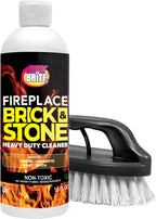 Quick N Brite Fireplace Gel Cleaner with Scrub Brush for Brick, Stone, Rock, Tile, and Marble, Nonabrasive Fireplace Cleaner, Made in the USA, 16 oz