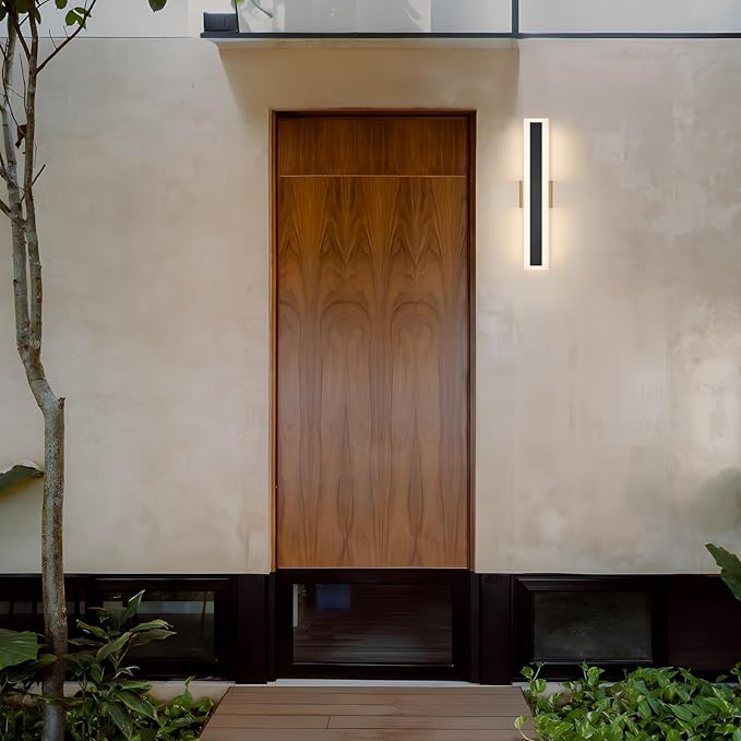 LamQee 23.6 Inch Long Outdoor Wall Lights Modern Exterior Lighting Fixtures for House, Waterproof 3000K 19W 950LM LED Linear Outdoor Wall Sconces Lighting for Porch Patio Garage Door Yard Indoor