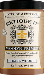 Retique It Wood'n Primer - Paint it then stain it - Stainable Wood Fiber Paint (Dark Wood, Large)