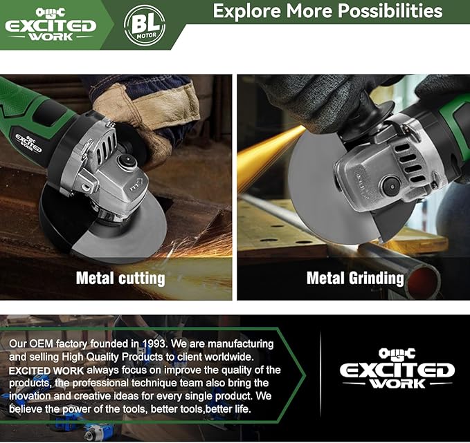 Cordless Angle Grinder, 20V 5 inch Electric Grinder Power Tools with 2 X 4.5Ah Battery, Adjustable Handle,Brushless Motor for Polishing, Grinding & Cutting