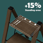 Taranta 3 Step Ladder,Aluminum Lightweight Folding 3 Step Stool with Anti-Slip Wide Pedal,330lbs Capacity Step Ladder for Household,Kitchen,Office - Walnut