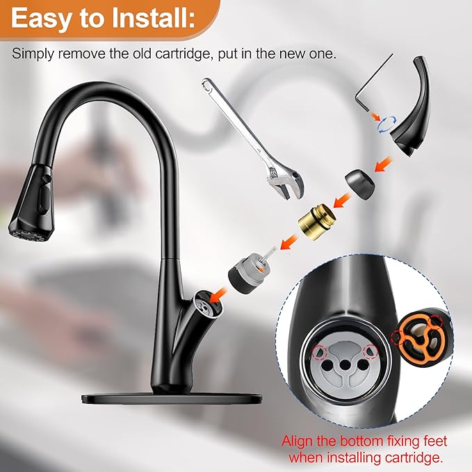 RP50587 Faucet Cartridge Replacement for Delta Single Handle Kitchen and Lavatory Valve Faucets, Faucet Cartridge Features Universal Faucet Diamond Seal Technology - Faucet Repair Kit with Wrench