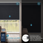 SmartWings Motorized Smart Blinds with Remote, Custom Automatic 100% Blackout Roller Shade Compatible with Alexa/Homekit/Google, Electric Smart Blinds for Indoor Windows, Eclipse Onyx Black