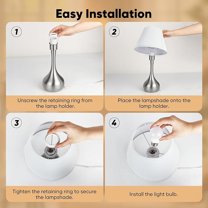 Touch Table Lamp for Bedroom Set of 2, 3-Way Dimmable Bedside Lamp for Nightstand, 17” Modern Metal Desk Lamp with Linen Shade for Living Room, Kids Reading, Dorm, Home Office Decor, Bulb Included