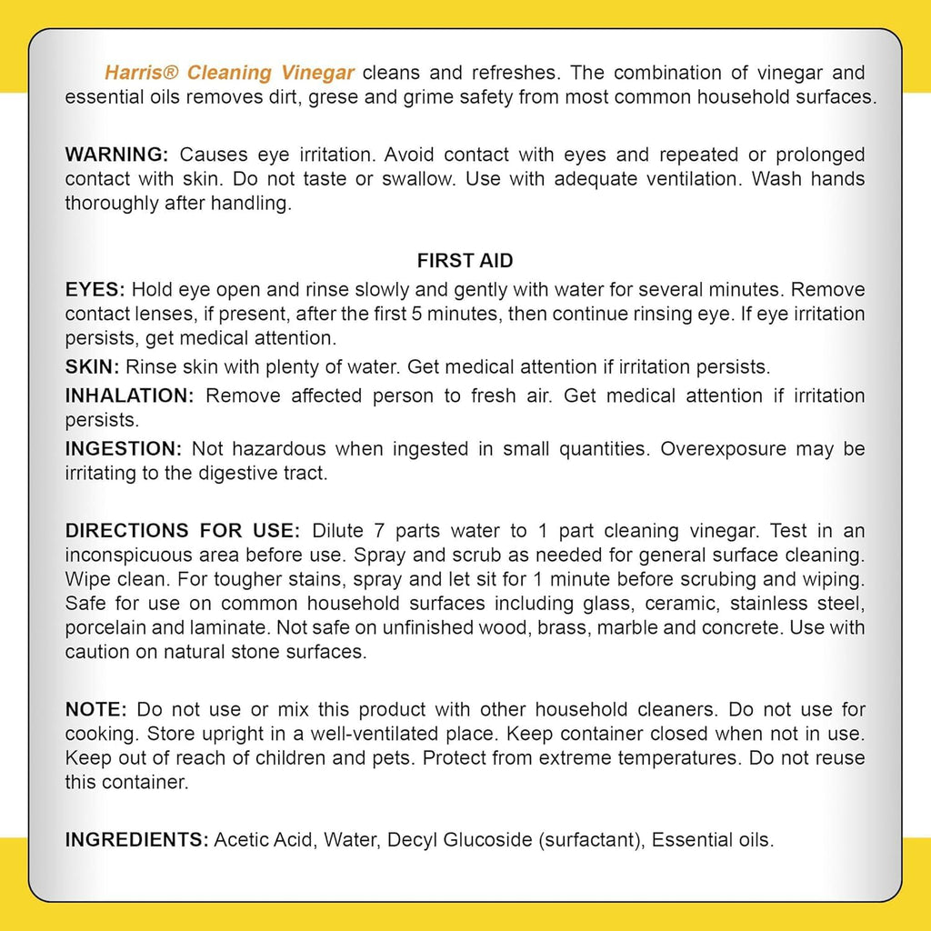 Harris Multi-Purpose White Vinegar Household Surface Cleaner, Orange Scent, 128oz, Easy Pour Funnel Included