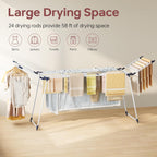 APEXCHASER Clothes Drying Rack Foldable, Large Drying Rack for Clothing Retractable, Winged Laundry Rack Folding Indoor Outdoor, Metal Clothes Airer for Bedding Towel Sweater Heavy Duty, White