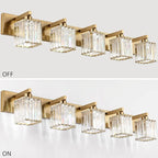 Aipsun Bathroom Vanity Lights Fixtures Crystal Vanity Light 5 Light Modern Brass Bathroom Lighting Fixtures (Exclude Bulb)