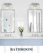 Bathroom Light Fixtures, HWH 2-Light Vanity Wall Sconce Lamp, Modern Chrome Vanity Light with Clear Glass Shade, 5HLT63B-2W CH