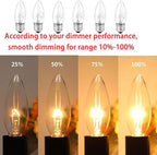 60W Incandescent Torpedo Tip Chandelier, Chandelier Light Bulbs 60 watt, Clear Dimmable, E26 Candelabra Base, Torpedo Transparent Light Bulbs for Chandeliers (10 Pack)