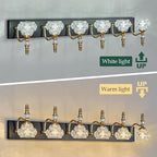 6-Light Vintage Bathroom Vanity Light Fixture Industrial Black Gold with Glass Shade Vanity Light Fixtures Over Mirror Glass Bathroom Vanity Lighting Fixtures G9 Bulb Wall Lights