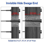 CKE 50 Pairs Black Invisible Cable Railing kit 1/8" Swage Tensioner Hardware and Terminal Hidden T316 Stainless Steel Invisible Receiver and Swage Stud End for 2"x2" 4"x4" Wood/Metal Post Deck Stairs