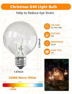 Abeja G40 Replacement Light Bulbs, 5W Clear Globe Bulb fits E12/ C7 Candelabra Screw Base Sockets, 1.5 Inch Clear Light Bulbs for Indoor Outdoor Patio Decor, 25Pack