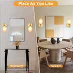 Alabaster Wall Sconces Set of Two, Spanish Marble Wall Lamp, Modern Wall Sconce for Living Room, Hardwired Wall Lighting for Bedroom, Wall Light for Bathroom Hallway Stairs, Gold