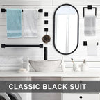 Gisafai 25 Pcs Bathroom Hardware Accessories Set 23.6 Inch Bath Towel Bar Kit Stainless Steel Bathroom Hardware Set Towel Racks Ring Hooks Paper Holder for Wall Mounted (Black)