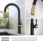 KRAUS Torak Pull Down Kitchen Faucet in Matte Black with 2 Function Sprayer, Pre-Attached Water Lines, and Mounting Hardware, KPF-2840MB