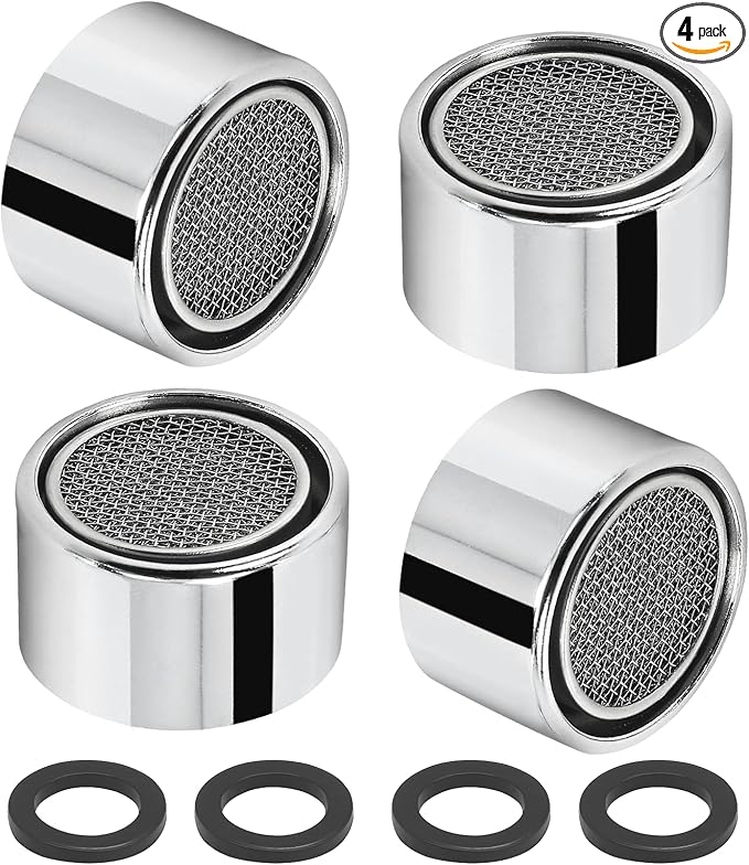 Litoexpe 55/64 Inch Faucet Aerator 4 PCS, Kitchen Sink Aerator Replacement Parts, Sink Faucet Female Thread Faucet Filter with Brass Shell and Gasket for Bathroom