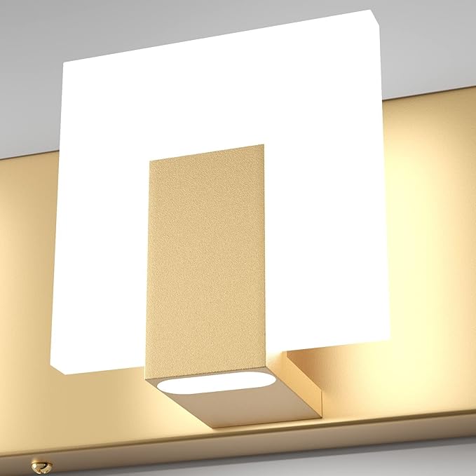 Aipsun Gold Bathroom Vanity Light Fixtures Modern LED 3 Lights Vanity Light for Bathroom Up and Down Wall Light Fixtures 6000K