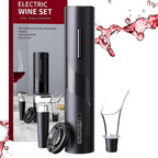 Electric Wine Opener 4-in-1 Gift Set, Vacuum Wine Stopper, Wine Pourer, Foil Cutter, Corkscrew, Battery Operated, Wine Cap, Wine Aerator, Easy Wine Cork Removal to Storage(SGS)