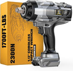 Cordless Impact Wrench 1/2 inch Compatible with Dewalt Battery: 1700FT-LBS High Torque Impact Wrench Heavy Duty Tool - Brushless Electric Impact Gun Includes LED Work Light - Bare Tool Only
