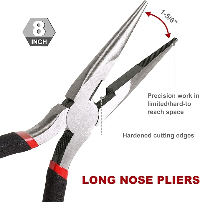 FASTPRO 6-Piece Large Pliers and Wrench Set, Includes 10" Groove Joint, 10" Slip Joint, 8" Linesman, 8" Long Nose, 6" Diagonal Pliers and 8" Adjustable Wrench