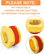 GASHER 5Pcs Brass Reducer Hex Bushing 3/4" NPT Male x 3/8" NPT Female, Brass Threaded Pipe Fitting With Sealant