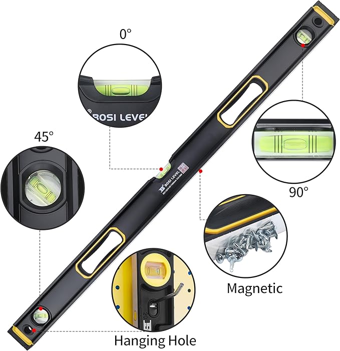 40'' Magnetic Bubble Level, 40 inch, with 180°/45°/90° Angles 800MM Level-1000mm