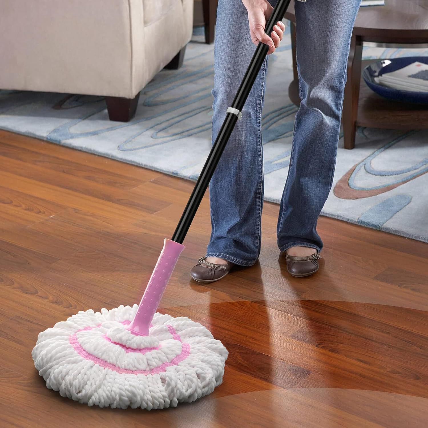 KeFanta Self Wringing Twist Mops for Floor Cleaning, Microfiber Floor Mop with Wringer, 57 " Long Handle Easy Wringing Mop for Hardwood Commercial Household Clean