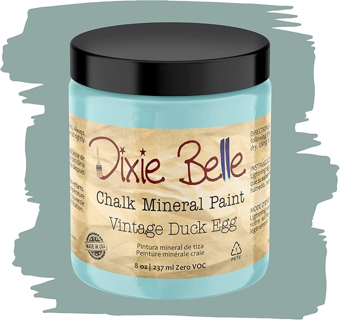 Dixie Belle Paint Company Chalk Finish Furniture Paint - Vintage Duck Egg (8oz) - Matte Light Blue Chic Chalk Mineral DIY Furniture Paint