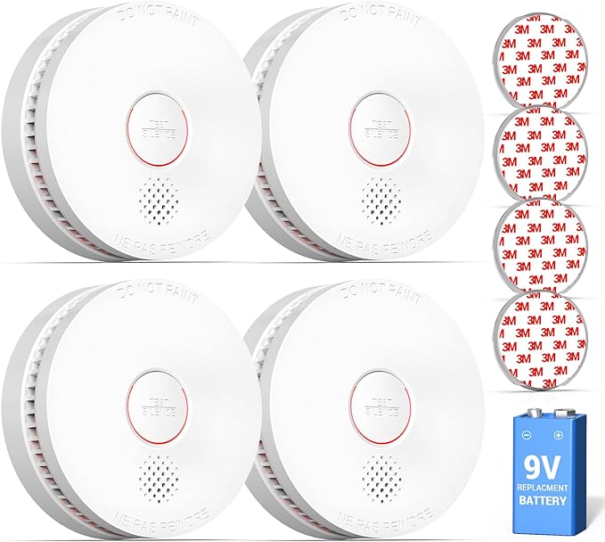 SITERWELL Smoke Detector, 10 Year Product Life Fire Alarm with Magnetic Fastening Kit, Smoke Alarm with Photoelectric Sensor and Low Battery Warning Function for House,UL217-10th Listed,GS509A,4 Packs