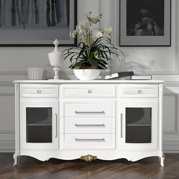 10 Pack 7.5 Inch(192mm) Hole Center Modern Polished Chrome Cabinet Pull Handle Timeless Vanity Drawer Pull Handle Classic Cabinet Hardware for Kitchen Dresser Bathroom, Screws Included, Chrome(7.5x10)