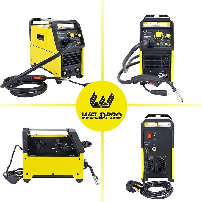 Weldpro MIG155GSV 155 Amp Inverter Flux Cored MIG/MIG/Stick/MMA Arc Welder with Dual Voltage 110/220V Welding Machine