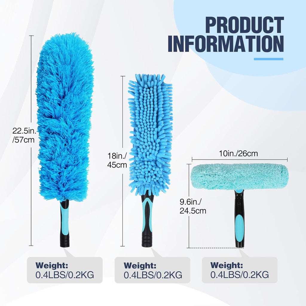 Lineslife High Ceiling Duster Kits with 4-8ft Heavy Duty Extension Pole,Extendable Reusable Cobweb,Window Cleaning Squeegee,Ceiling Fan Duster,Boat Hook, for High Roof and Glass Surfaces
