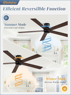 60 Inch Flush Mount Ceiling Fan no Lights, Black Ceiling Fan, 6-Speeds, Quiet Reversible DC Motor, Indoor/Outdoor Large Ceiling Fans without Lights for Living Room, Bedroom,Patio