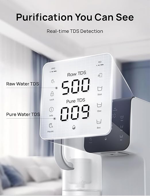 Dreo Reverse Osmosis Water Filter Countertop, 7-Stage RO Water Filtration System, Installation-Free, Reduce TDS, Water Filter Pitcher for Home, Kitchen, 3:1 Pure to Drain, WF511 Upgraded