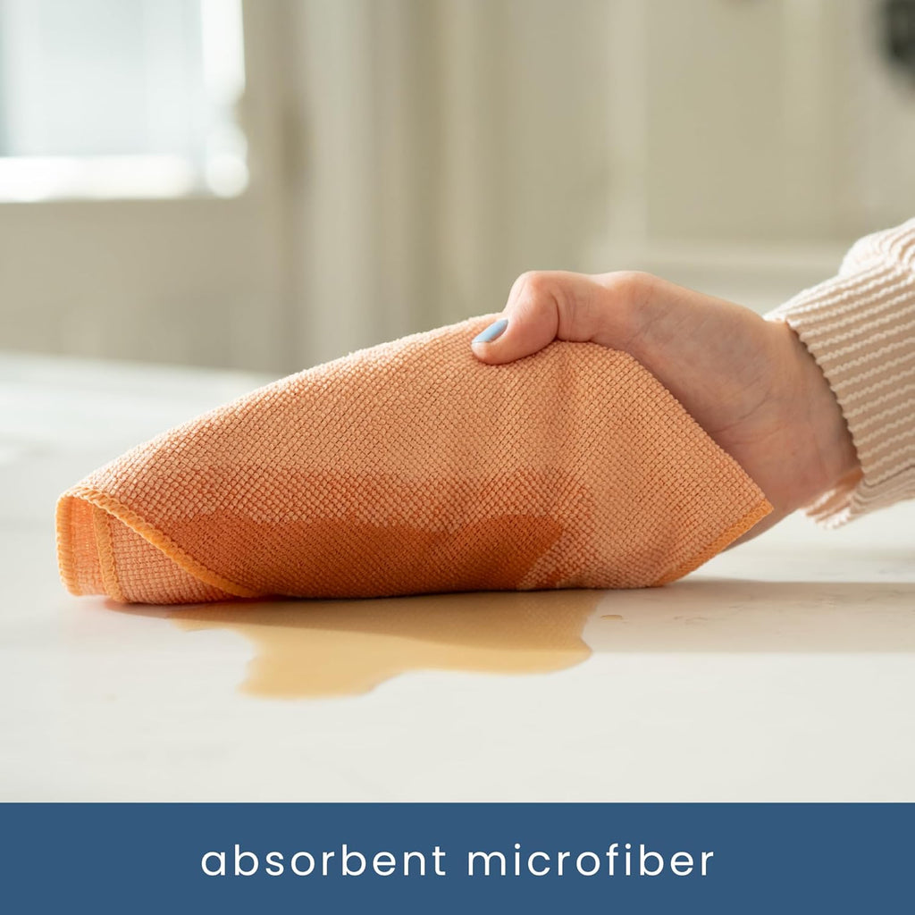 S&T INC. 50 Pack Microfiber Cleaning Cloth, Bulk Towels for Home, Reusable Microfiber Towels for Cars, Cleaning Rags, Neutral Coral, 11.5 Inches x 11.5 Inches, 50 Count