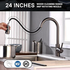 WEWE Black Stainless Kitchen Faucet with Pull Down Sprayer, Single Handle Commercial Modern RV Laundry Stainless Steel Sink Faucet for Rv Kitchen Bar
