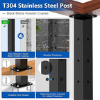 2 Pack 36" T304 T-drilled Cable Railing Corner Post(Post 35"x2"x2"), Three Sides Wire Railing Post with Cable Grommets, Fixed Top Mount Stainless Steel Black Finish Deck Staircase Post