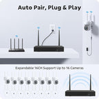 CAMCAMP Wireless Home Security Camera System, Expandable 16CH 4K NVR, 8PC PTZ WiFi Cameras for Home Security, Auto Human Tracking, Two-Way Audio, Smart Night Vision, AC-Powered, CCTV Surveillance Kit