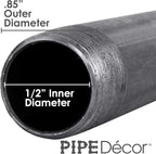 PIPE DÉCOR 1/2" x 4.5" Malleable Cast Iron Pipe Nipple, Pre Cut Connectors, Industrial Steel Grey Fits Standard Half Inch Black Threaded Pipes Nipples and Fittings, Vintage DIY Furniture, 10 Pack