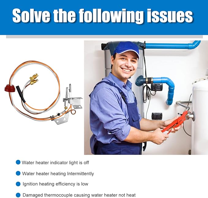 9003542 Natural-Gas-Pilot Assembly, Replacement for 100109295 9003542005 18324-190 Water Heater Pilot Assembly Compatible with A.O.Smith, Kenmore State GS and GSX Natural Gas Water Heater Kit