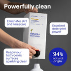 ATTITUDE Bathroom Cleaner Spray Refill, EWG Verified, Plant-Based & Vegan, Safe for Bathroom Surfaces, Tiles, Tubs, Shower Walls, and Grout, Citrus Zest Scent, 135.26 Fl Oz