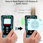 HANMATEK Stud Finder Wall Scanner,5 in 1 Multifunction Stud Locator with Upgraded Smart Sensor Audio Alarm HD LCD Display, Stud Finder Tool for The Center Edge of Metal, Studs, Plaster,AC Wire,Pipe